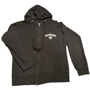Official Jack Daniel’s Old No.7 Small Hoodie Black Sweatshirt Dbl Sided Zip-up
